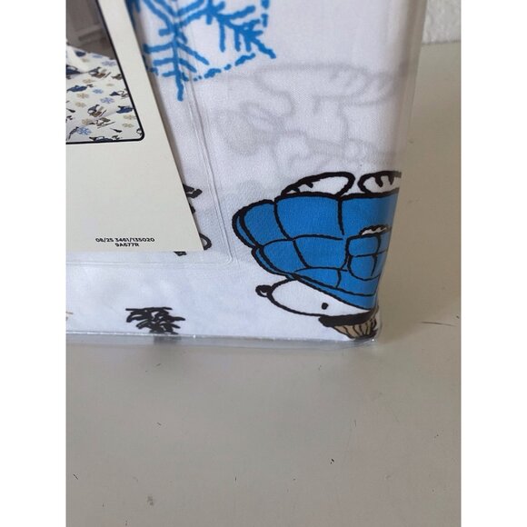 Peanuts Snoopy Puffy Coat TWIN SIZE Sheet Set Christmas Puffer Jacket White Blue - Picture 8 of 14